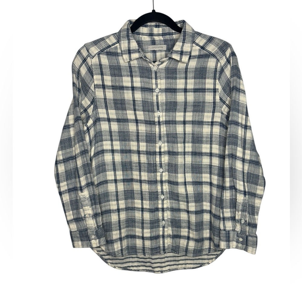 Outerknown Costa Button Down Gauzy Double Weave Shirt In Blue Women's Size XS